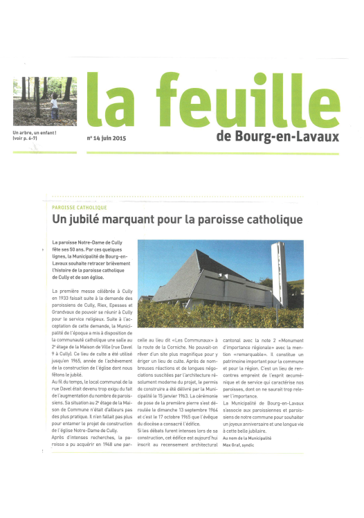 La feuille de Bourg-en-Lavaux